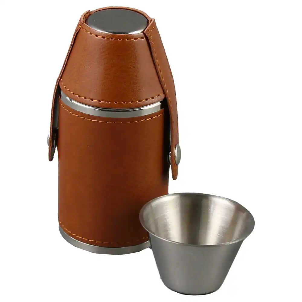 Plosca cu husa si 2 pahare inox 5x11 CM Plosca cu husa si 2 pahare inox 5x11 CM