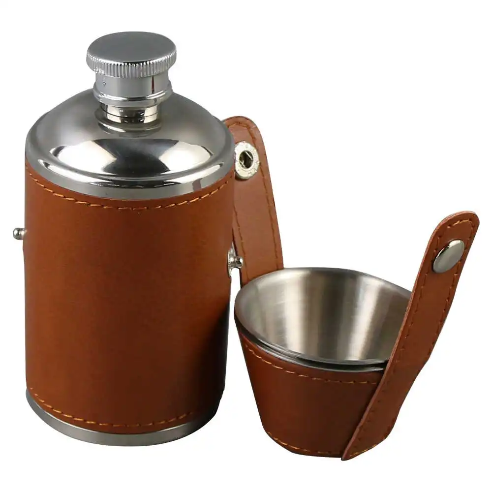 Plosca cu husa si 2 pahare inox 5x11 CM Plosca cu husa si 2 pahare inox 5x11 CM