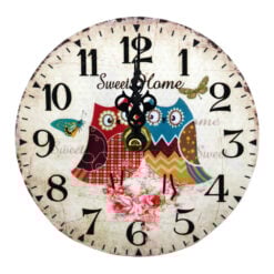 Ceas de perete realizat din lemn - Design Bufnita - Diferite modele