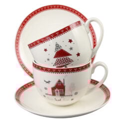 Set 2 cesti de Craciun cu farfurii 240 ml