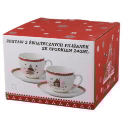 Set 2 cesti de Craciun cu farfurii 240 ml