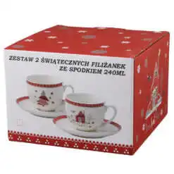 Set 2 cesti de Craciun cu farfurii 240 ml