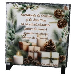 Placa decorativa ardezie "Sarbatorile de Craciun..." 20x20 CM