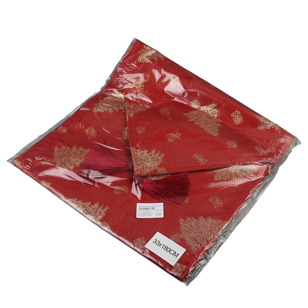 Napron Craciun cu franjuri 33x180 CM Napron Craciun cu franjuri 33x180 CM