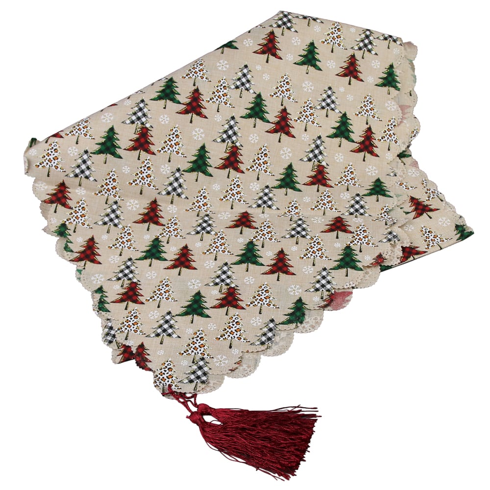 Napron Craciun cu franjuri 35x180 CM Napron Craciun cu franjuri 35x180 CM