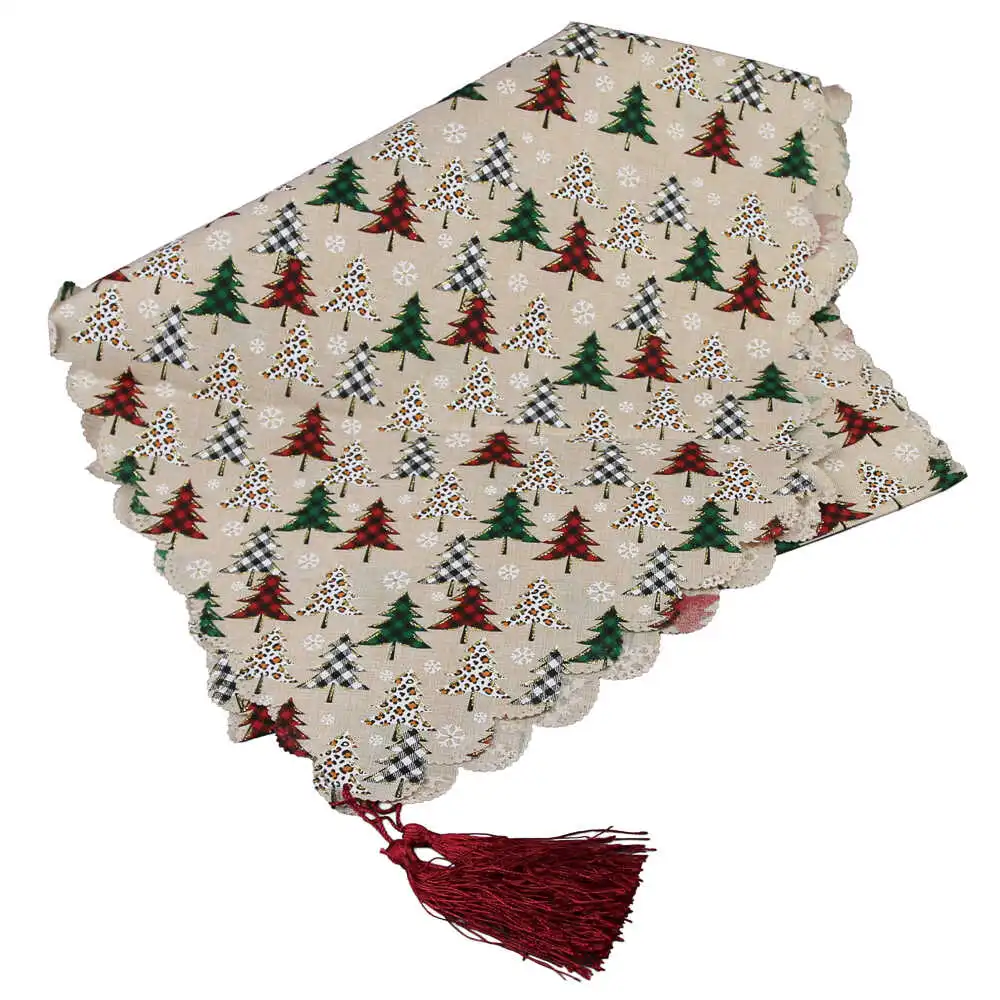 Napron Craciun cu franjuri 35x180 CM Napron Craciun cu franjuri 35x180 CM