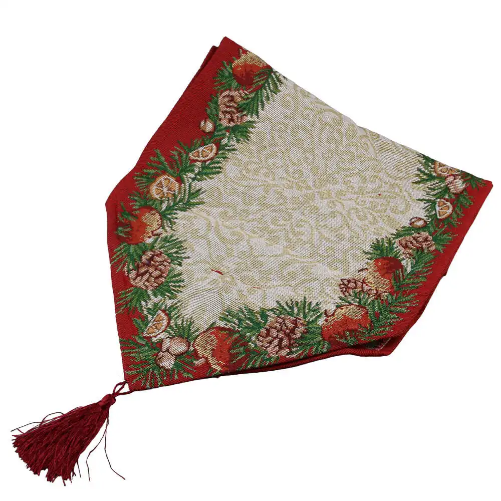 Napron Craciun cu franjuri 33x180 CM Napron Craciun cu franjuri 33x180 CM