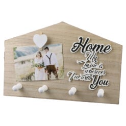 Suport pentru chei din lemn "My Home is wherever I'm with you"