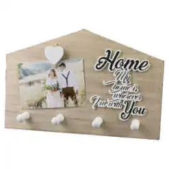 Suport pentru chei din lemn "My Home is wherever I'm with you"