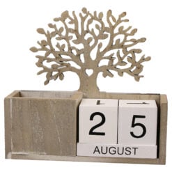 Calendar Perpetuu din lemn cu suport creioane 15x14 CM