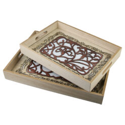 Set 2 tavi servire din lemn si sticla 40x30/ 35x25 CM