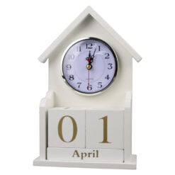 Calendar Perpetuu din lemn cu ceas 14x24 CM