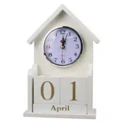 Calendar Perpetuu din lemn cu ceas 14x24 CM