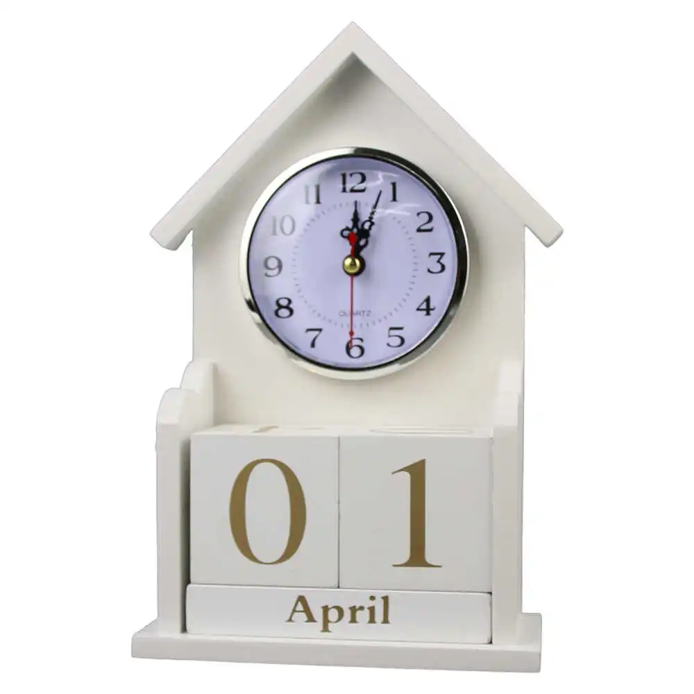 Calendar Perpetuu din lemn cu ceas 14x24 CM Calendar Perpetuu din lemn cu ceas 14x24 CM