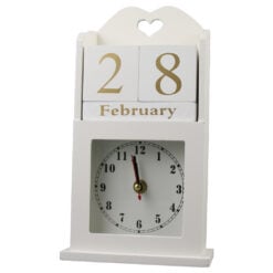 Calendar Perpetuu din lemn cu ceas 14x26 CM