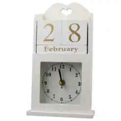 Calendar Perpetuu din lemn cu ceas 14x26 CM