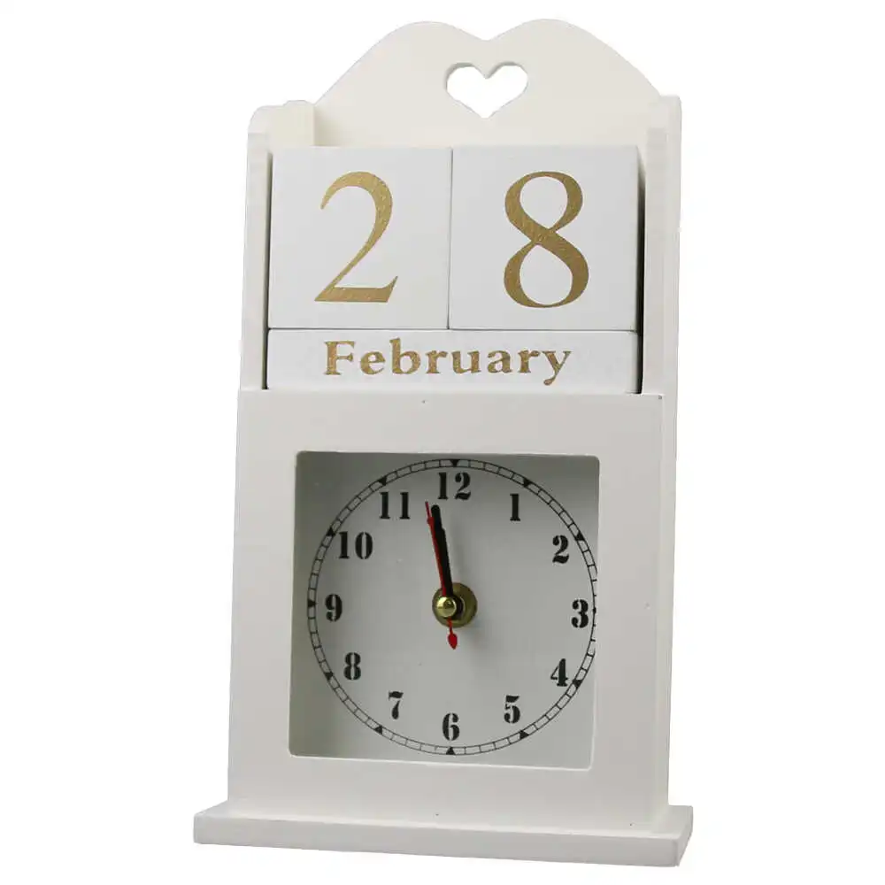 Calendar Perpetuu din lemn cu ceas 14x26 CM Calendar Perpetuu din lemn cu ceas 14x26 CM