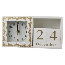 Calendar Perpetuu din lemn cu ceas 25x13 CM