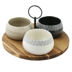 Set 3 boluri pe suport bambus 22 CM