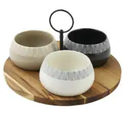 Set 3 boluri pe suport bambus 22 CM