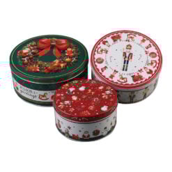 Set 3 Cutii metalice pentru fursecuri de Craciun