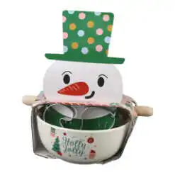 Bol din portelan cu 3 forme prajitura si sucitor din lemn "Merry Christmas/Holly Jolly"