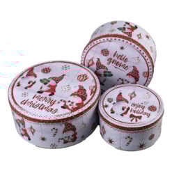 Set 3 Cutii metalice pentru fursecuri de Craciun