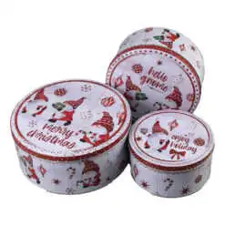 Set 3 Cutii metalice pentru fursecuri de Craciun