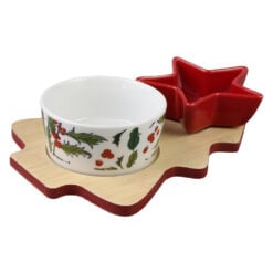 Set 2 boluri din ceramica cu suport din bambus 14x21 CM