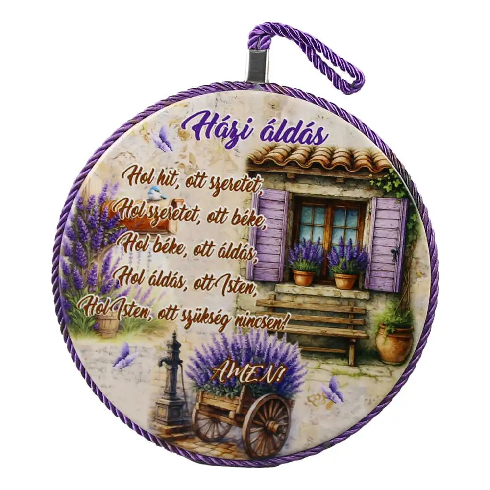 Decor de perete rotund din ceramica "Hazi Aldas" 17 cm Lavanda Decor de perete rotund din ceramica "Hazi Aldas" 17 cm Lavanda