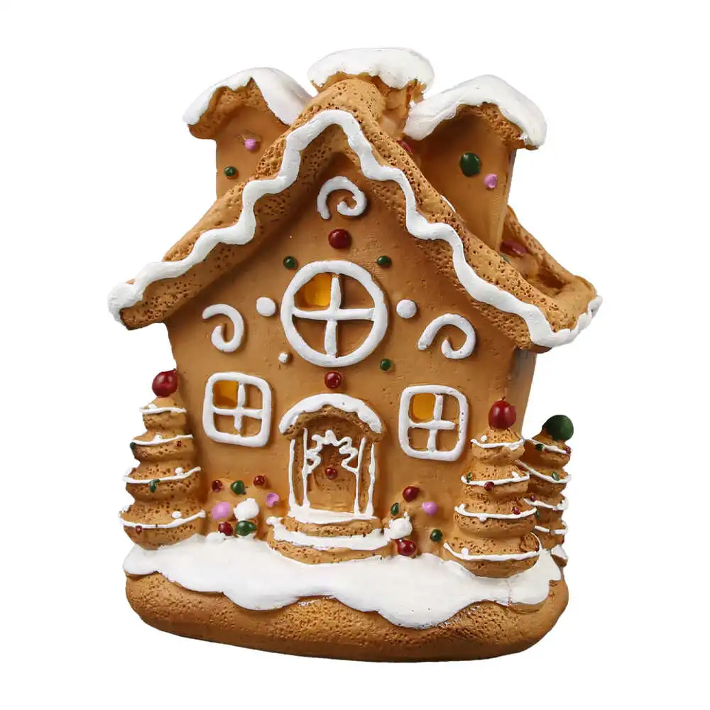 Casuta de Craciun cu led din rasina 11x12 CM Casuta de Craciun cu led din rasina 11x12 CM