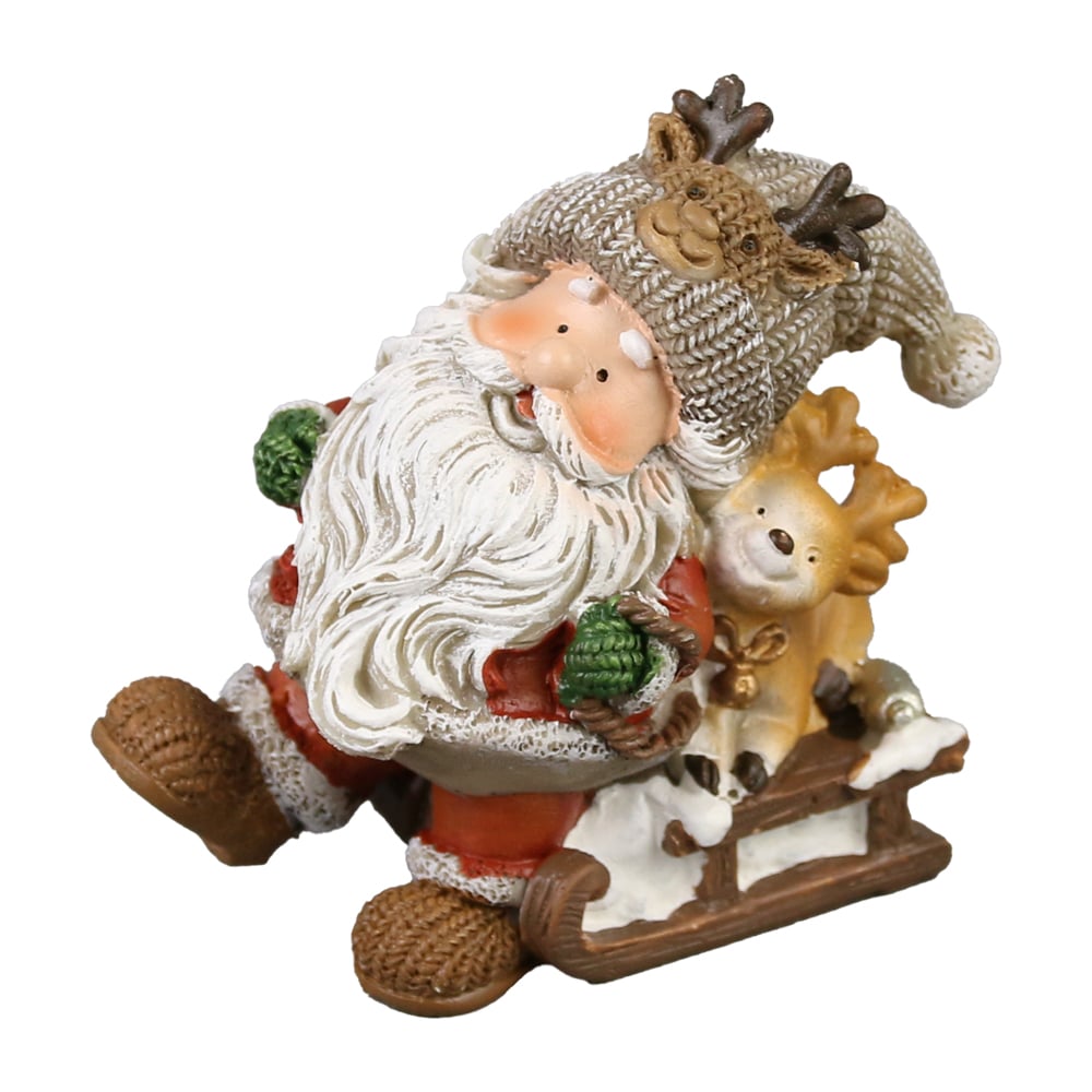 Figurina Mos Craciun cu saniuta 8x8 CM Figurina Mos Craciun cu saniuta 8x8 CM