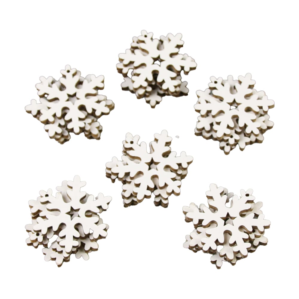 Set 24 fulgi de nea din lemn 3 CM Set 24 fulgi de nea din lemn 3 CM