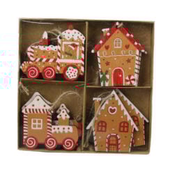 Set 8 ornamente de brad din lemn 5/6 CM