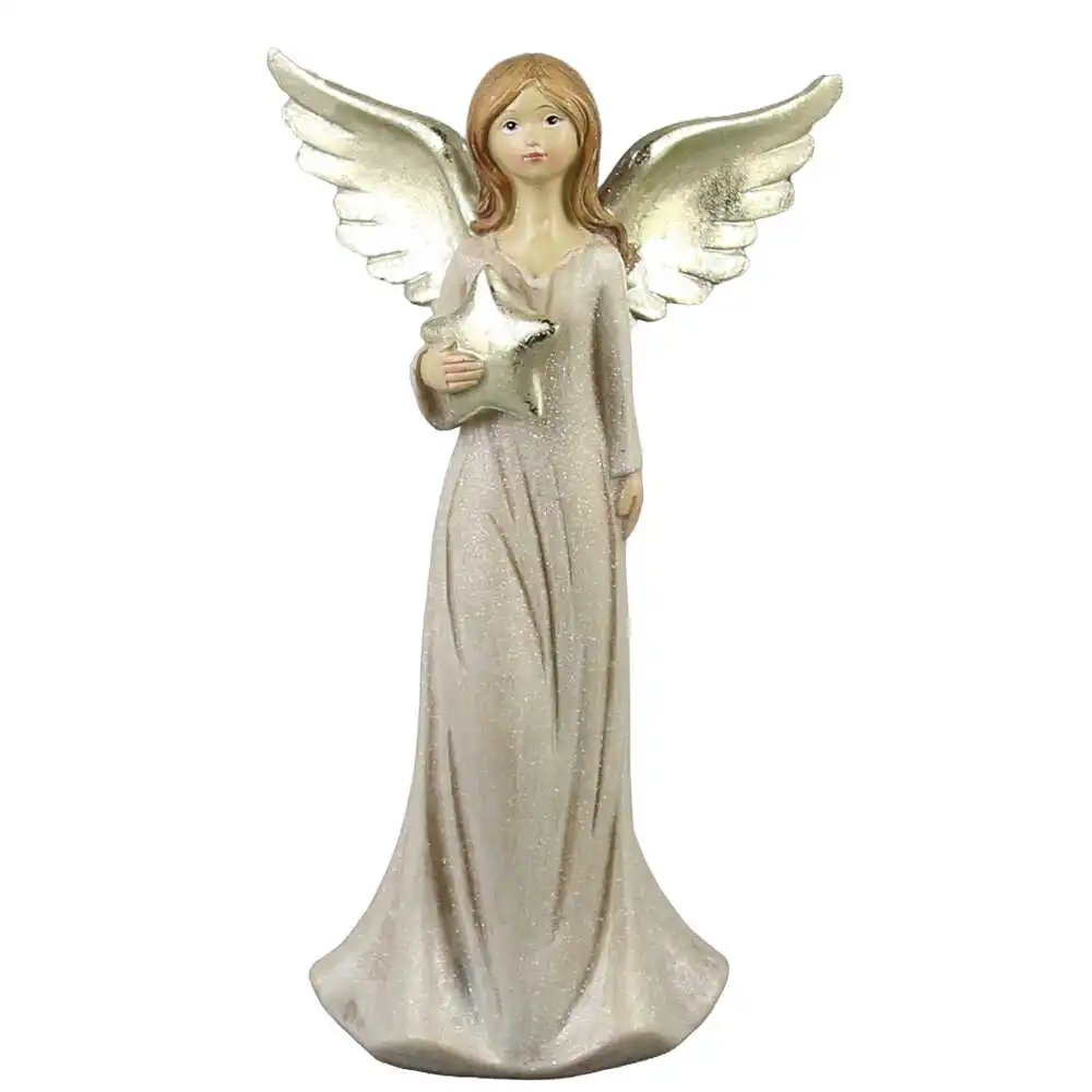 Figurina Inger din rasina aurie 13x21 CM Figurina Inger din rasina aurie 13x21 CM