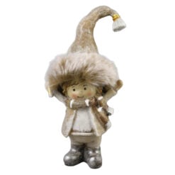 Figurina de Craciun Copilas cu caciula de blana