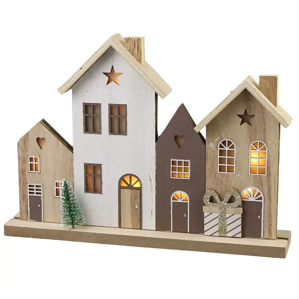 Ornament de Craciun din lemn cu LED