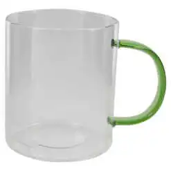 Cana din sticla cu maner colorat