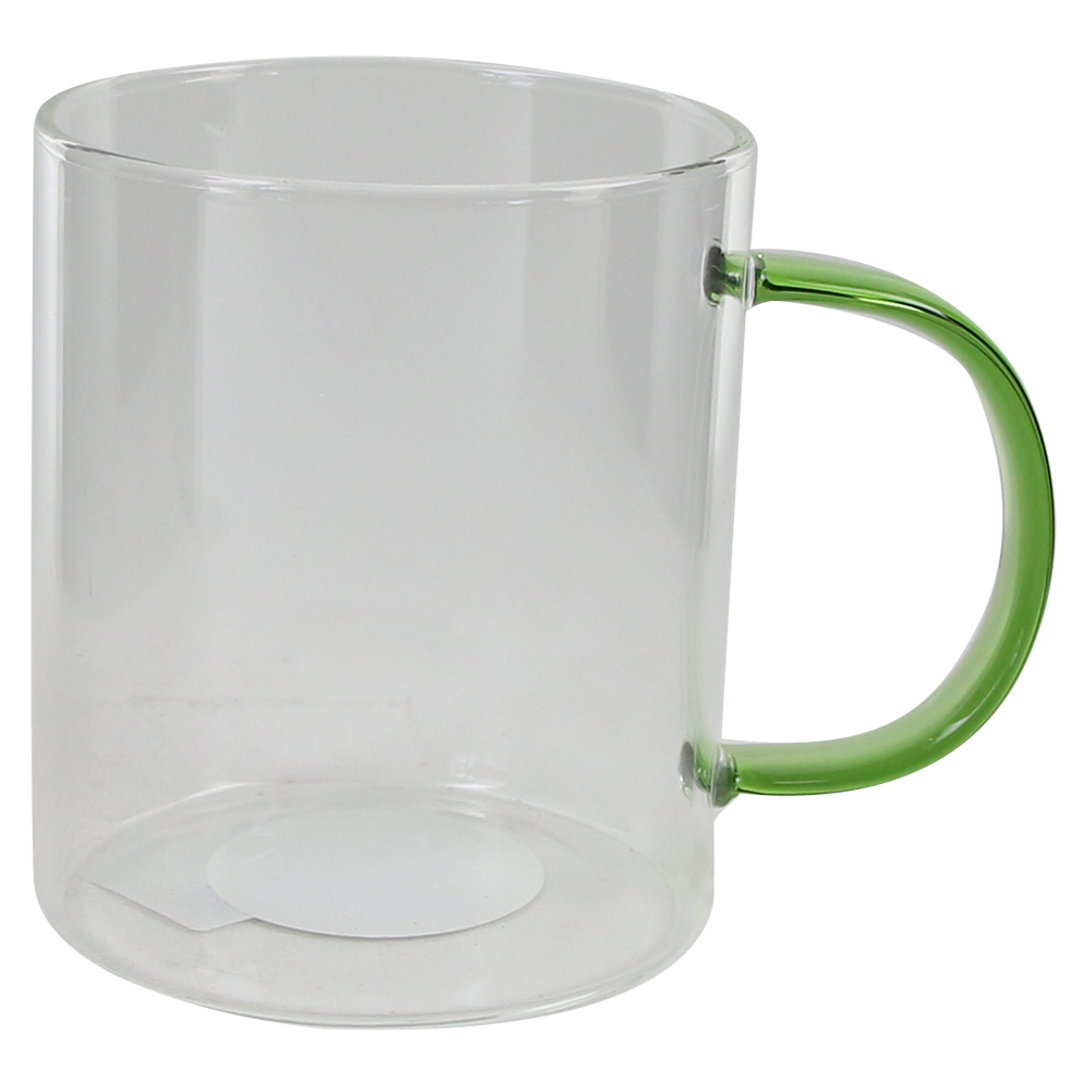 Cana din sticla cu maner colorat Cana din sticla cu maner colorat