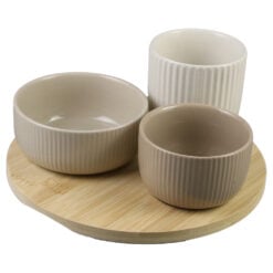 Set 3 boluri cu suport bambus 20x9 CM