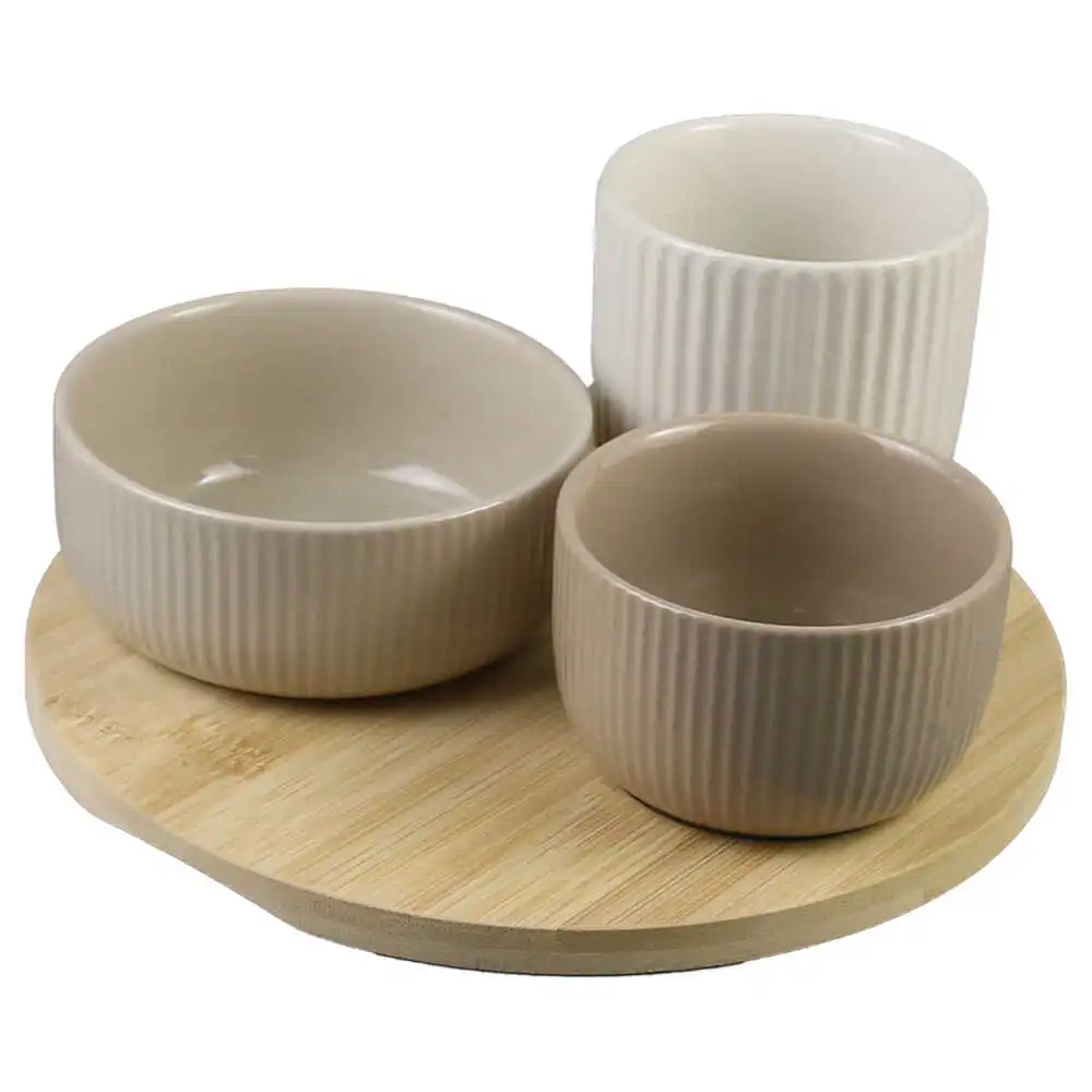 Set 3 boluri cu suport bambus 20x9 CM Set 3 boluri cu suport bambus 20x9 CM