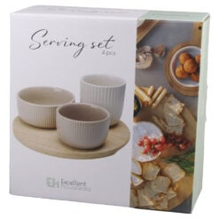 Set 3 boluri cu suport bambus 20x9 CM