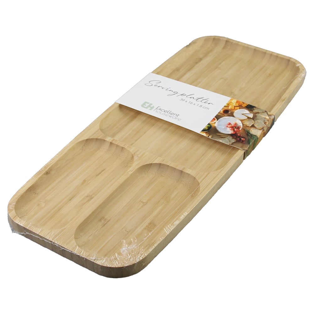 Platou din bambus cu 3 compartimente 39x16 CM Platou din bambus cu 3 compartimente 39x16 CM