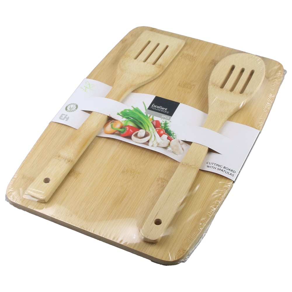 Set tocator din bambus cu 2 linguri Set tocator din bambus cu 2 linguri