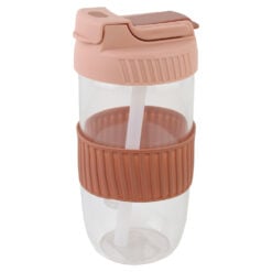 Cana din sticla cu paie si capac 500 ml