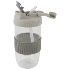 Cana din sticla cu paie si capac 500 ml