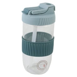 Cana din sticla cu paie si capac 500 ml