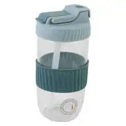 Cana din sticla cu paie si capac 500 ml