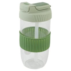 Cana din sticla cu paie si capac 500 ml