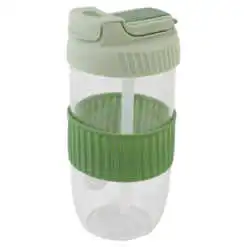 Cana din sticla cu paie si capac 500 ml